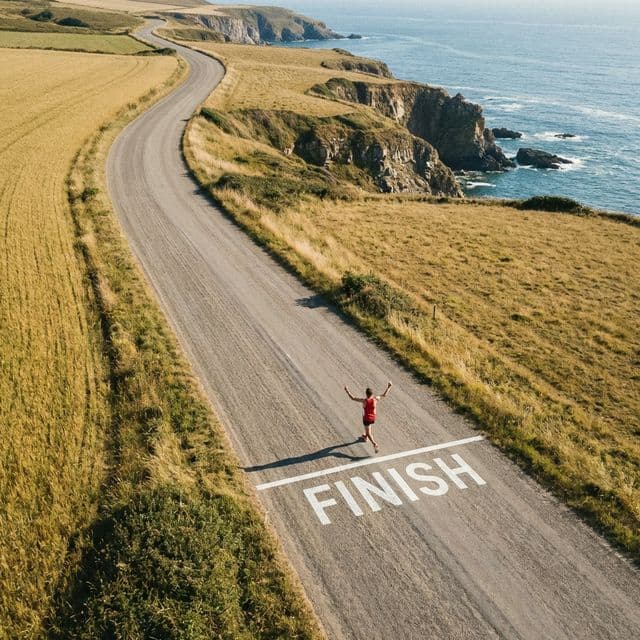 birds eye view of marathon runner representing a homeowner during their dumpster rental